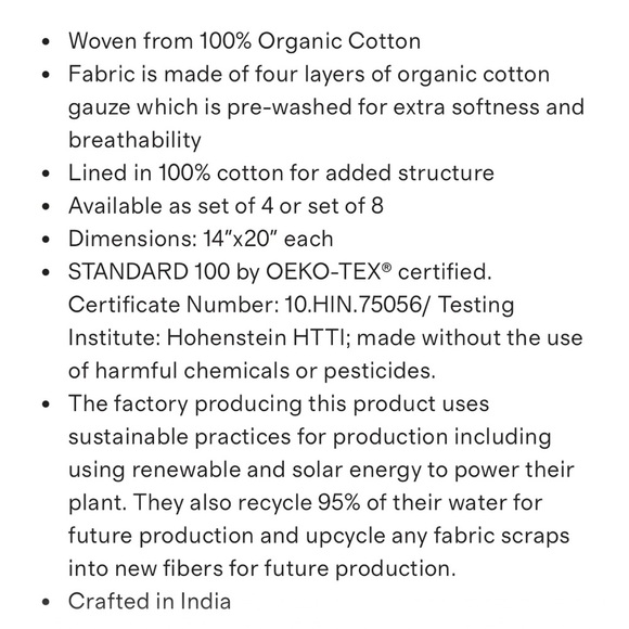 NWOT QUINCE Organic Airy Gauze Placemat Olive 3150 - Picture 2 of 9